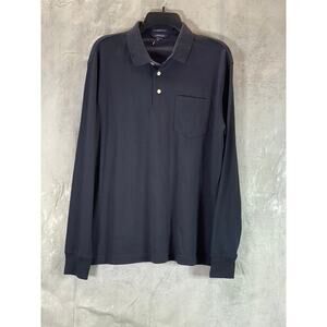 LANDS' END Men's Radiant Navy Supima Pocket Super Soft Polo Shirt SZ M